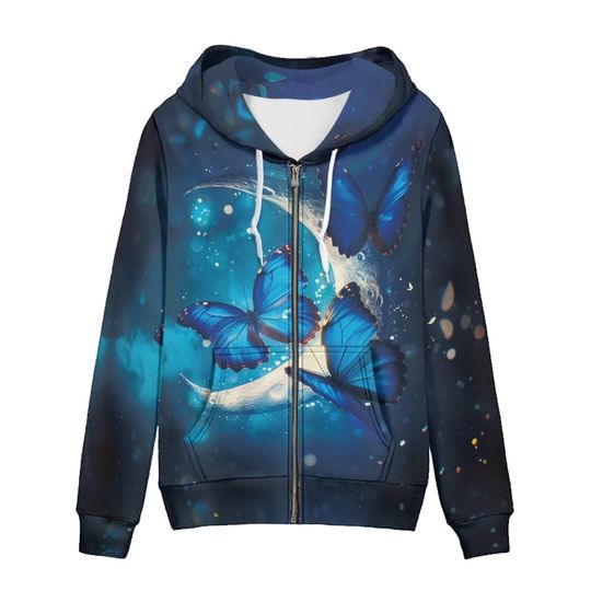 Discover 3D Printed Butterfly Graphic Zipper Hoodies Women Men Fashion Harajuku Oversized Long Sleeve Hoodie Kids Zip Up Sweatshirts Coat
