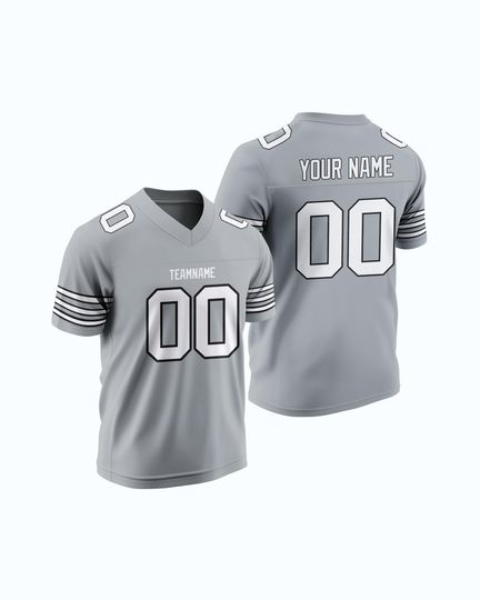 Discover Custom Grey Rugby Jersey with Triple Thin Stripes | Personalized Embroidery | Add Team Name, Number & Player Name | Subtle Style  Embroidery