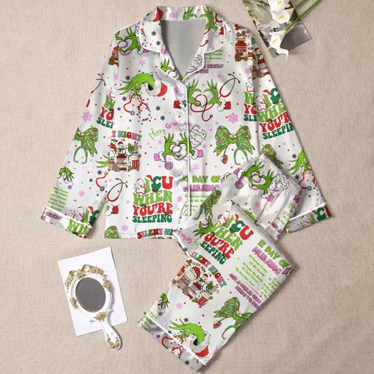 Discover Nurse Christmas Pajamas Set, Medical Holiday Pajamas, Nurse Xmas Pajamas, Silent Night Shirt, ICU Nurse Pajamas For Women