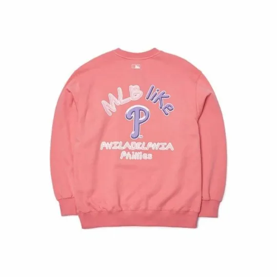 Discover MLB Letter Print Crewneck Long Sleeve Sweatshirt Unisex Pink