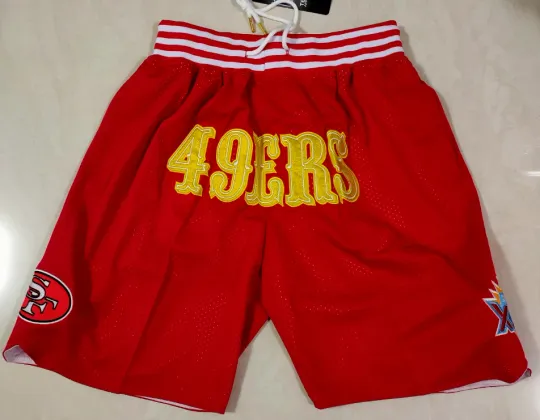 hip for San Francisco Football Red stitched football Basketball Shorts Size:S-3XL