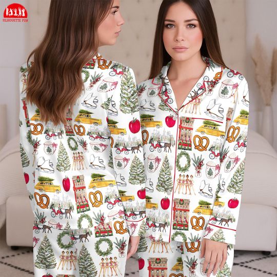 Discover Christmas In New York Pajama Set, Christmas Sleepwear Gift, Family Christmas Pajamas, Funny Christmas Movie Pajama Satin, Christmas Gift