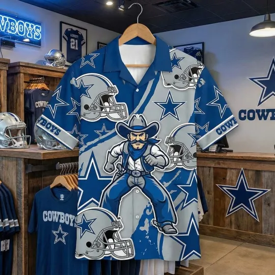 Discover Cowboyss Team Dallas Football Team Hawaiian Button Shirt, Lot S-5XL