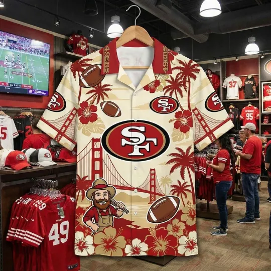 Discover 49erss Team San Francisco Football Team Hawaiian Button Shirt