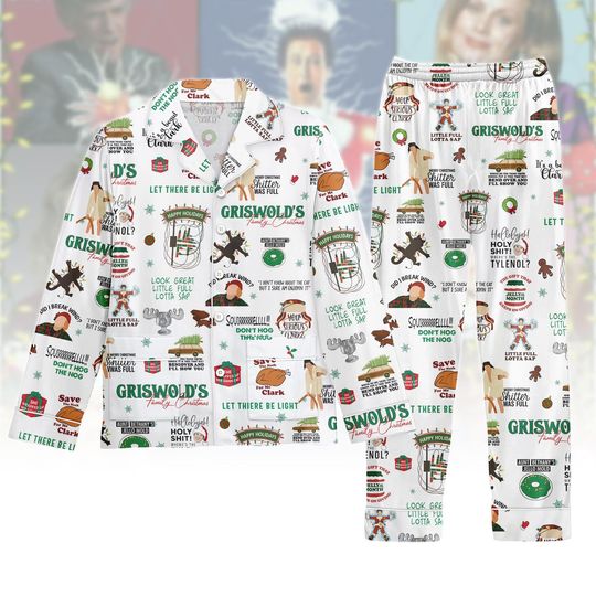 National Lampoon Pajamas Set with Christmas Vacation Shirt and Christmas Tree Farm Sleepwear for Adults