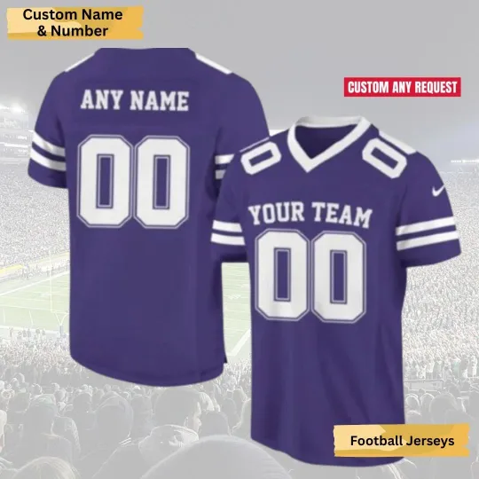Discover Custom Football Jersey, Personalized Name & Number, Purple Team Fans