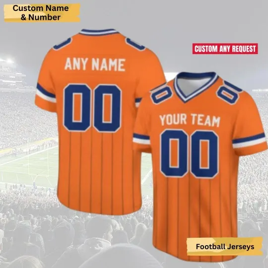 Discover Custom Striped Football Jersey Team Name & Number Orange