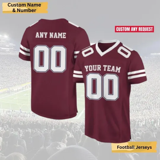 Discover Personalized Maroon Football Jersey Team Name Number Family Game Day