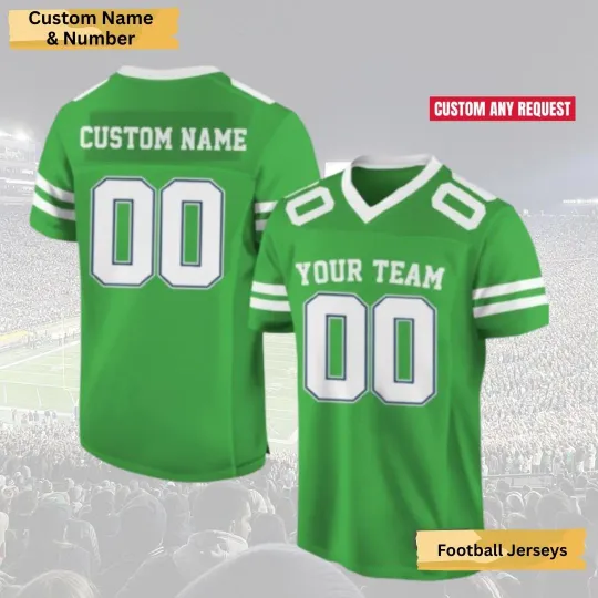 Discover Custom Bright Green Football Jersey Team Name Number Gift for Game Day