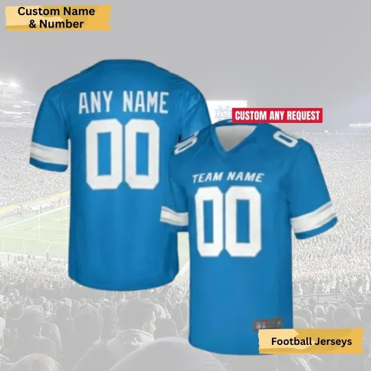 Discover Custom Sky Blue Football Jersey Team Name & Number Family Matching Gift
