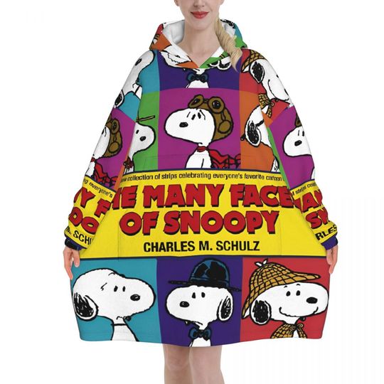 Discover Snoopys Cute Dogs Woodstock Wearable Blanket Hoodie for Women Men Oversized Sweatshirt Blanket with Pocket