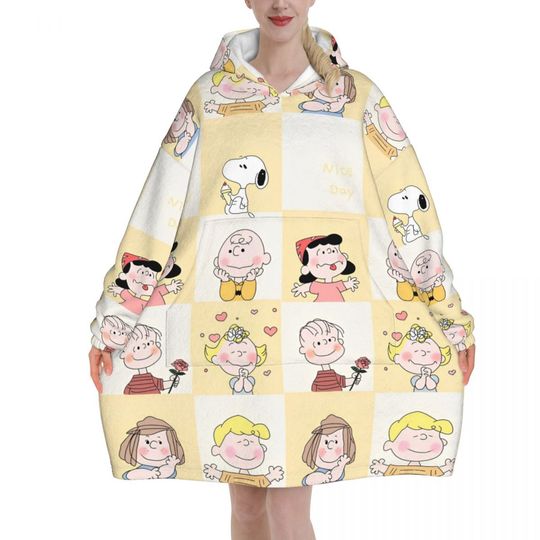 Discover Snoopys Cute Dogs Woodstock Blanket Hoodie Oversized Wearable Sweatshirt Blanket Warm Gifts for Women Girls Girlfriend