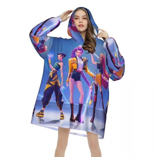 KPop Demon Hunters Huntrix Wearable Blanket Hoodie for Women Men