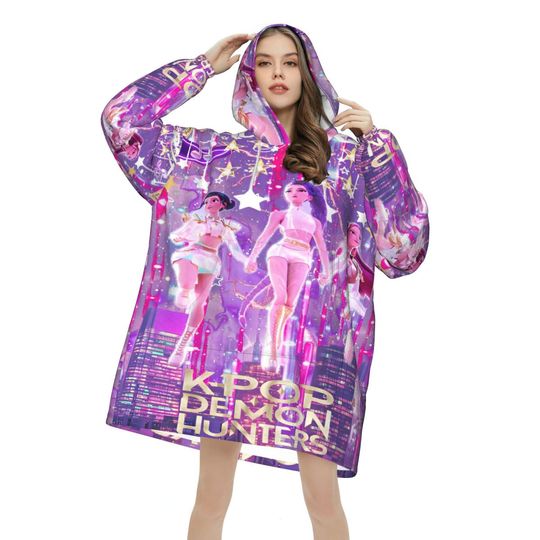 KPop Demon Hunters Huntrix Wearable Blanket Hoodie for Women Men