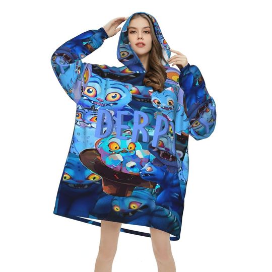 Discover Kpop Demon Hunters Oversized Blanket Hoodie Sweatshirt Long Fleece Hooded Wearable Blanket with Large Pocket for Women Men