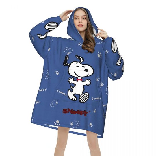 Discover Snoopys Cute Dogs Woodstock Blanket Hoodie Oversized Wearable Sweatshirt Blanket Warm Gifts for Women Girls Girlfriend