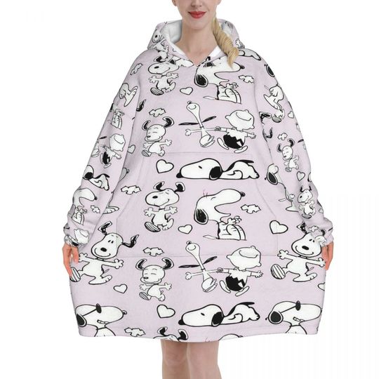 Discover Snoopys  Oversized Blanket Hoodie Sweatshirt Long Fleece Hooded Wearable Blanket with Large Pocket for Women Men
