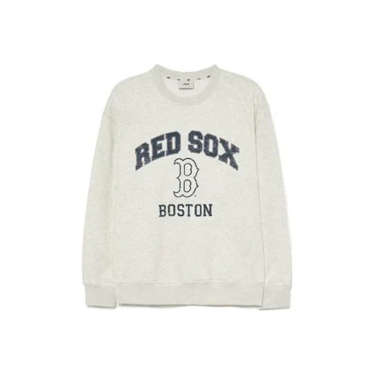 Discover MLB Letter Print Crewneck Pullover Sweatshirt Unisex Gray