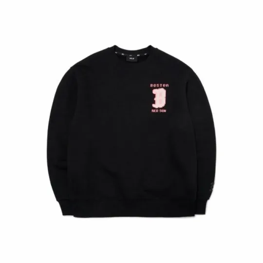 Discover MLB Letter Print Crewneck Pullover Long Sleeve Sweatshirt Unisex Black