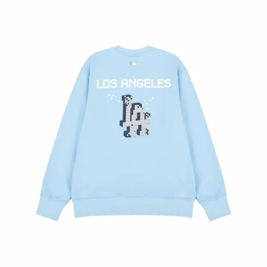oversized logo print crewneck long-sleeve sweatshirt, unisex, light blue