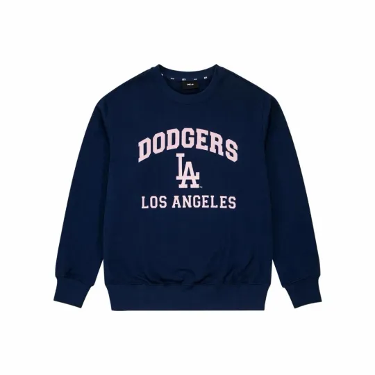 Letter Print Casual Loose Fit Crewneck Sweatshirt Unisex, Navy Blue