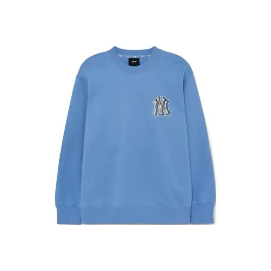 Discover MLB Retro Letter Embroidered Crewneck Sweatshirt Unisex in Blue
