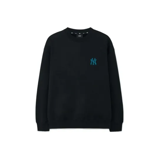 Discover MLB Letter Embroidered Crewneck Pullover Long Sleeve Sweatshirt Unisex Black