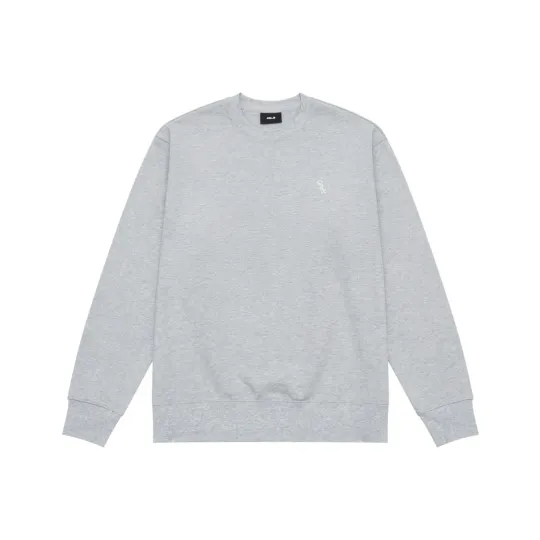Long-Sleeve Crewneck Casual Solid Color Letter Logo Sweatshirt Unisex Gray