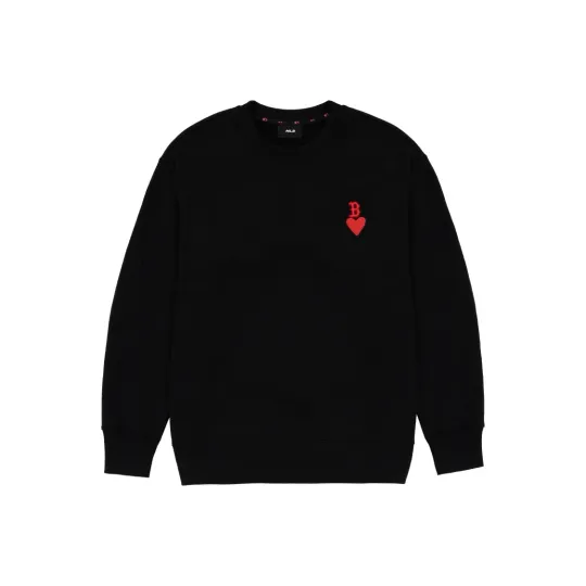 Discover MLB Letter Logo Printed Crewneck Pullover Sweatshirt Unisex Black