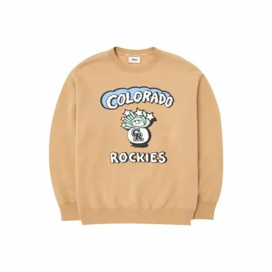 Discover MLB Pattern Letter Print Long Sleeve Sweatshirt Unisex Yellow