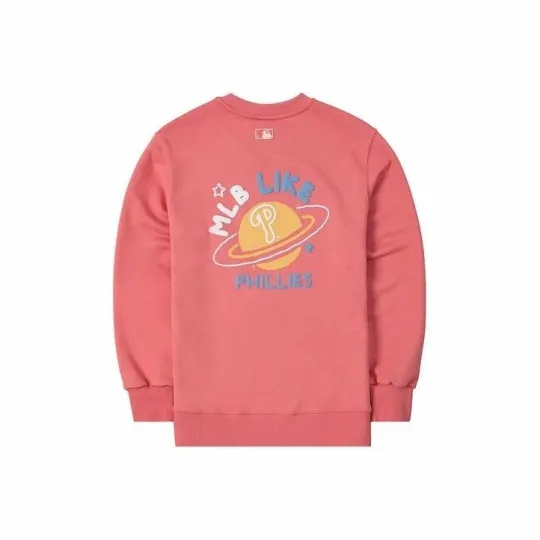 Discover MLB Letter Print Crewneck Pullover American-Style Sweatshirt Unisex Pink