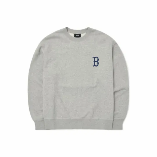 Discover MLB Letter Print Crewneck Pullover Long Sleeve Sweatshirt Unisex Gray