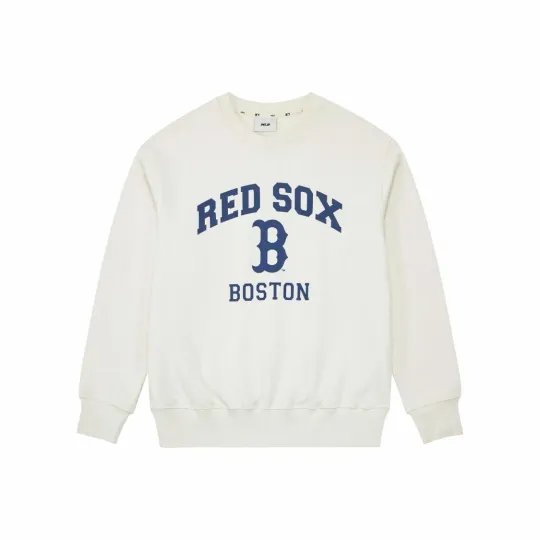 Discover MLB Letter Print Casual Loose Sweatshirt Unisex in Deep Cream