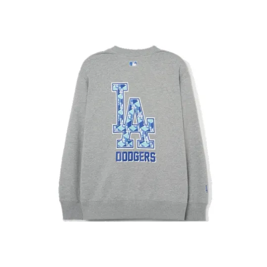 Discover MLB Letter Logo American Retro Print Pullover Long Sleeve Sweatshirt Unisex Gray