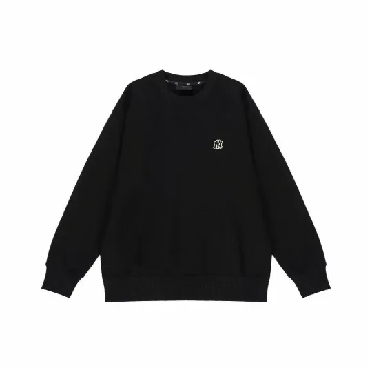 Solid Color Logo Printed Pullover Crewneck Sweatshirt Unisex Black