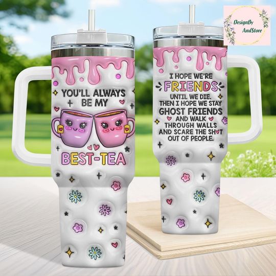 Discover 40 oz Tea Tumbler with Handle, Insulated Travel Mug for Tea Lovers, Gift for Best Friends