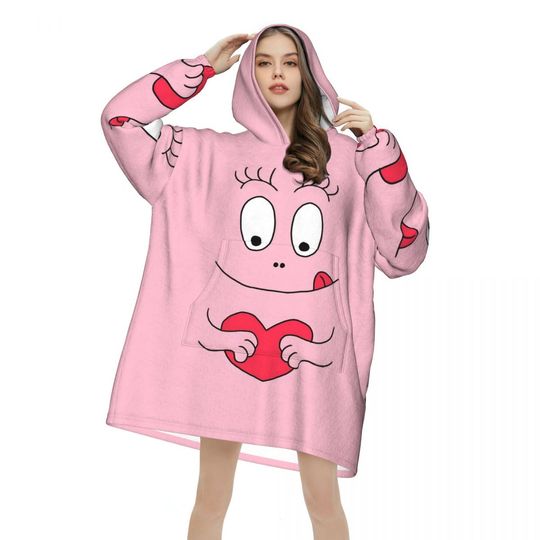 Discover Kawaii Barbapapa Cartoon Blanket Hoodie Oversized Wearable Sweatshirt Blanket Warm Gifts for Women Girls Girlfriend