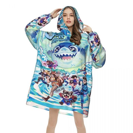 Discover Jeff The Land Shark Blanket Hoodie Wearable Blanket Large with Pocket Warm Sleeping Bag Soft Cozy Onesie