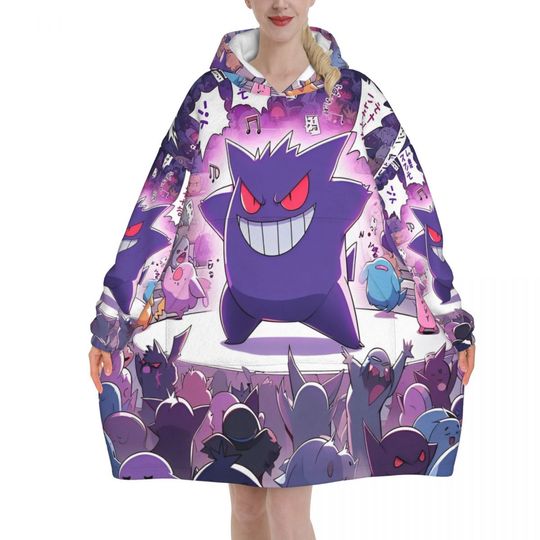 Discover Pokemoned Pikachus Wearable Blanket Hoodie for Women Men Oversized Sweatshirt Blanket with Pocket
