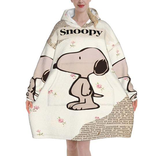 Snoopys Cute Dogs Wearable Blanket Hoodie for Women Men