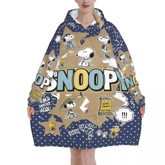 Discover Snoopys  Dogs Woodstock Oversized Blanket Hoodie Sweatshirt Long Fleece Hooded Wearable Blanket with Large Pocket for Women Men
