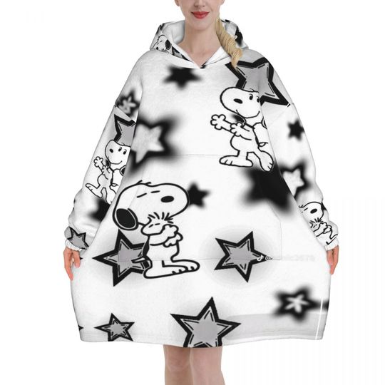 Discover Snoopys Cute Dogs Woodstock Blanket Hoodie Oversized Wearable Sweatshirt Blanket Warm Gifts for Women Girls Girlfriend