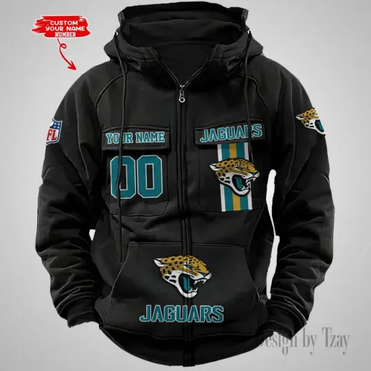 Personalized Jacksonville Cargo Zip Hoodie Football Team Fan Gift