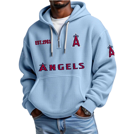 Discover Angles EST 1961 Quarter Zip Waffle Hoodie
