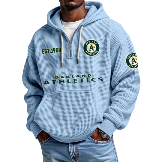 Discover Athletics EST 1968 Quarter Zip Waffle Hoodie