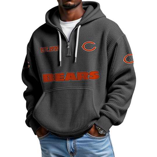 Discover Bears EST 1920 Quarter Zip Waffle Hoodie