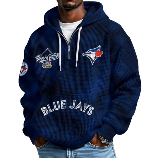 Discover Blue Jays American League Champions 2025 Quarter Zip Waffle Hoodie