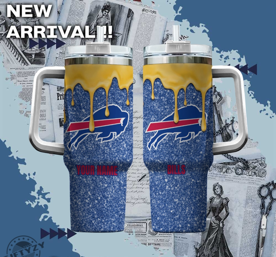 football Buffalo Bills Girl Flower Custom Name Cup Tumbler With Handle