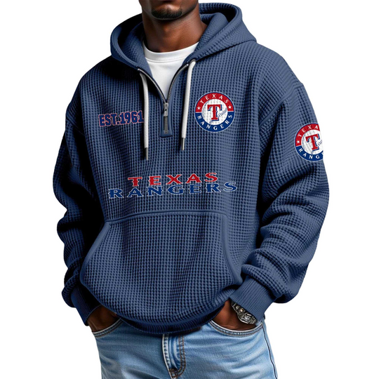 Discover Rangers EST 1961 Waffle Quarter Zip Hoodie
