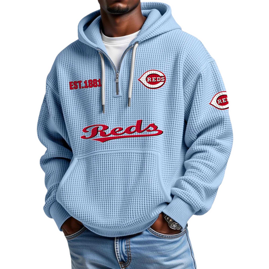 Discover Reds EST 1881 Quarter Zip Waffle Hoodie